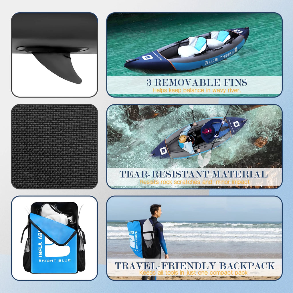 2 Person Inflatable Kayak Blue N916413