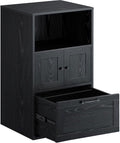 Black Vertical File Cabinet with Drawer and Storage Shelf U2629