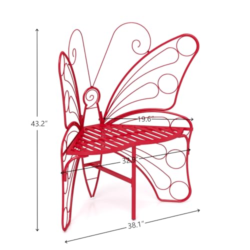 Black Metal Butterfly Outdoor Bench S530017