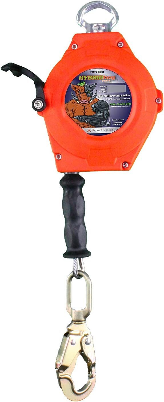 Self Retracting Lifeline 30' Fall Protection Retractable Safety Lanyard L629345