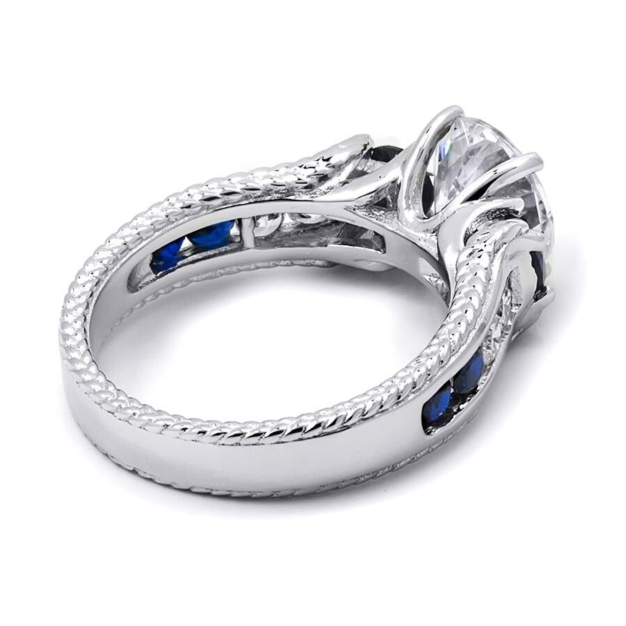 Sterling Silver Blue Sapphire Cubic Zirconia Ring G70866