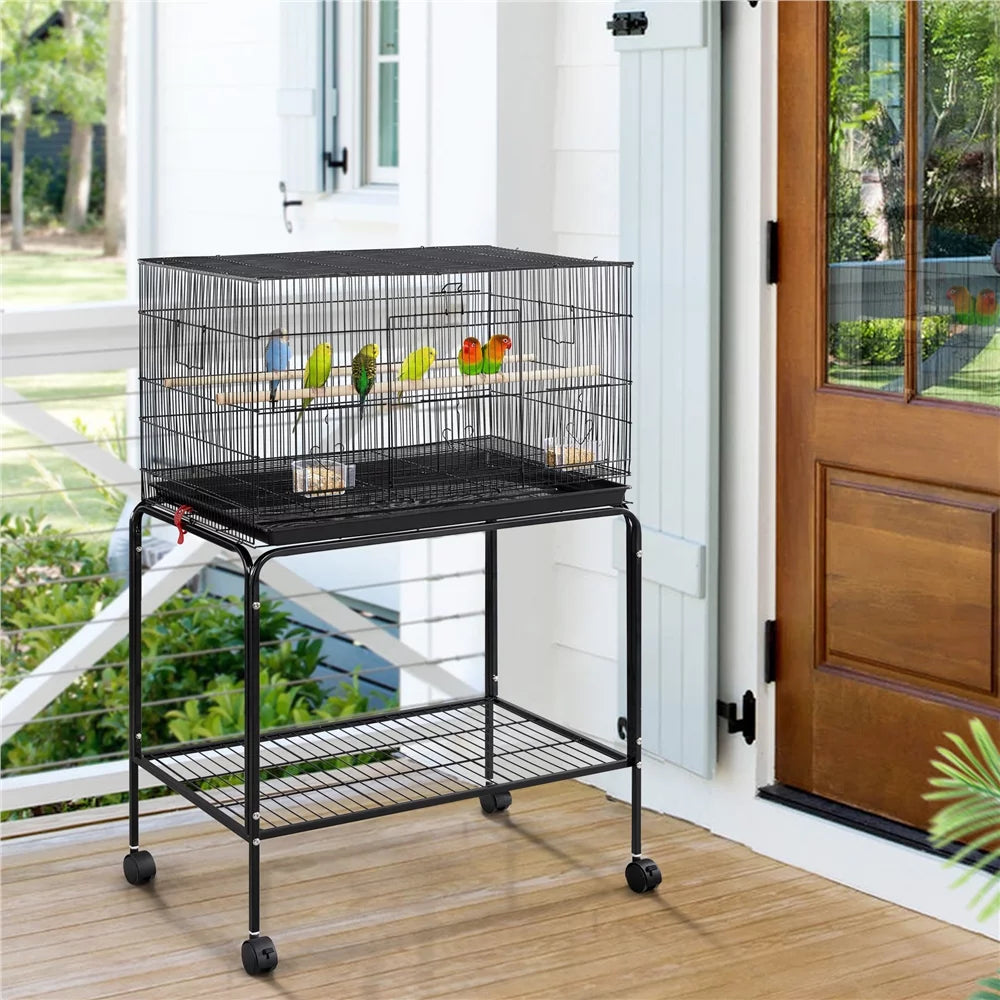 Black Flight Cage with Rolling Stand D8236