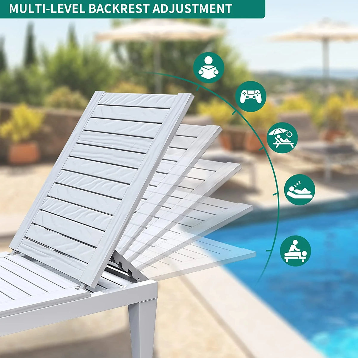 Black Adjustable Outdoor Lounge Chairs Q7359