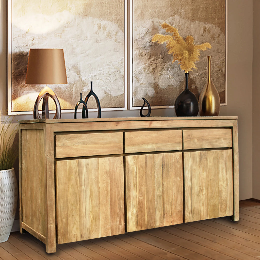 Recycled Teak Wood Buffet with 3 Doors and 3 Drawers E73984