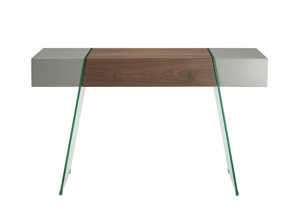 Walnut Veneer Gray Lacquer Console Table L9271