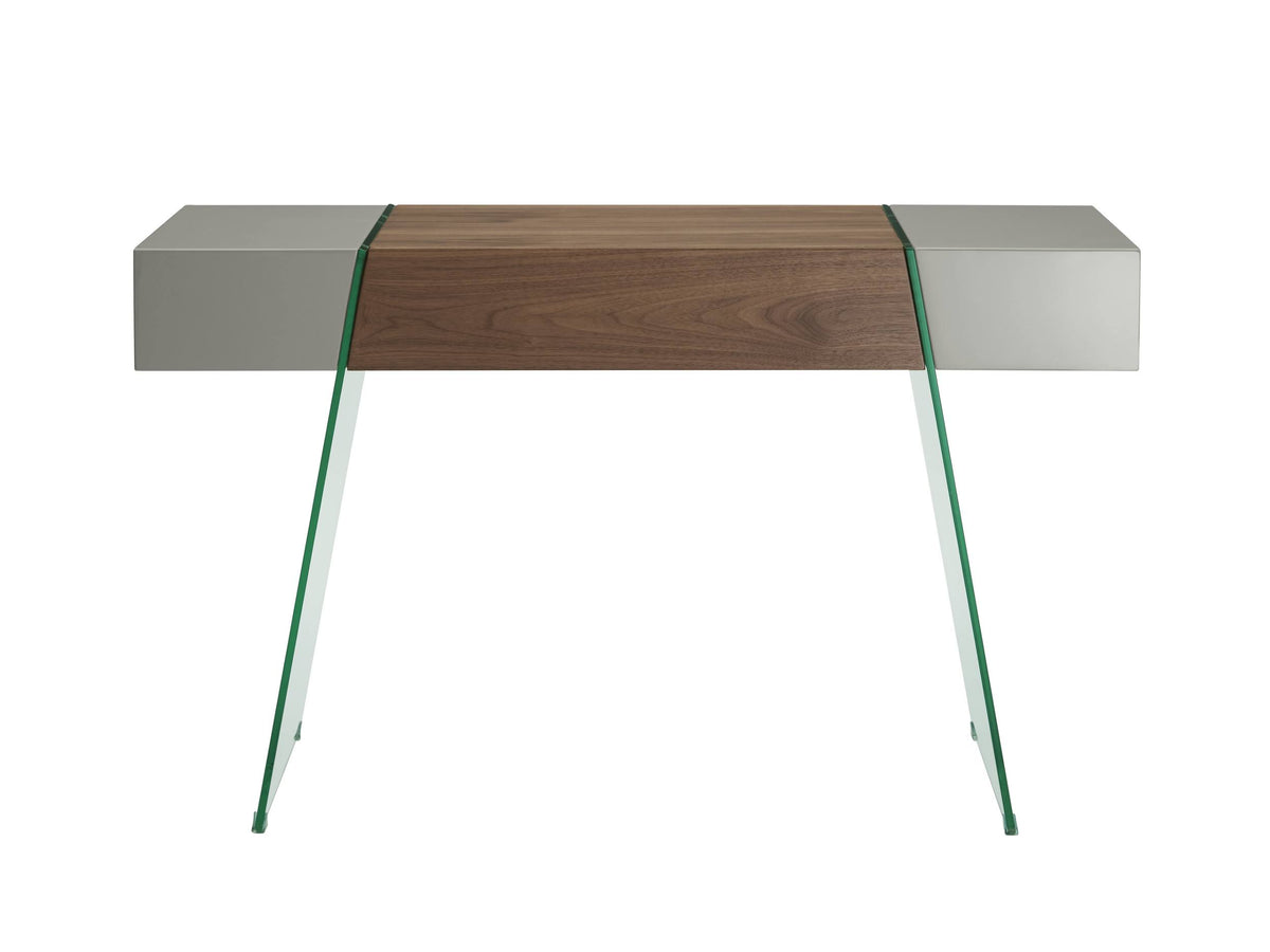 Walnut Veneer Gray Lacquer Console Table L9271