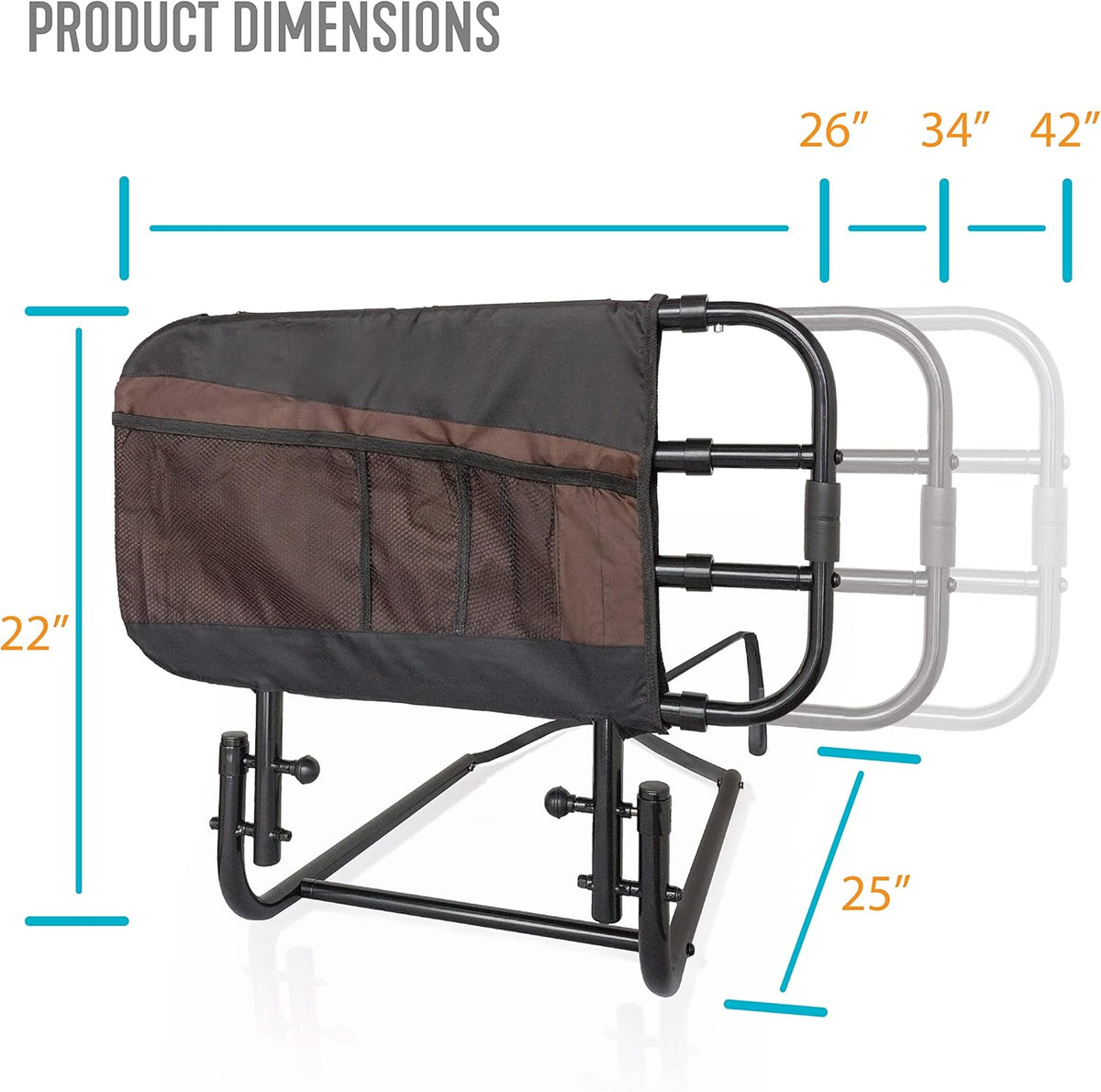 Adjustable Bed Rail with Organizer Pouch Z683