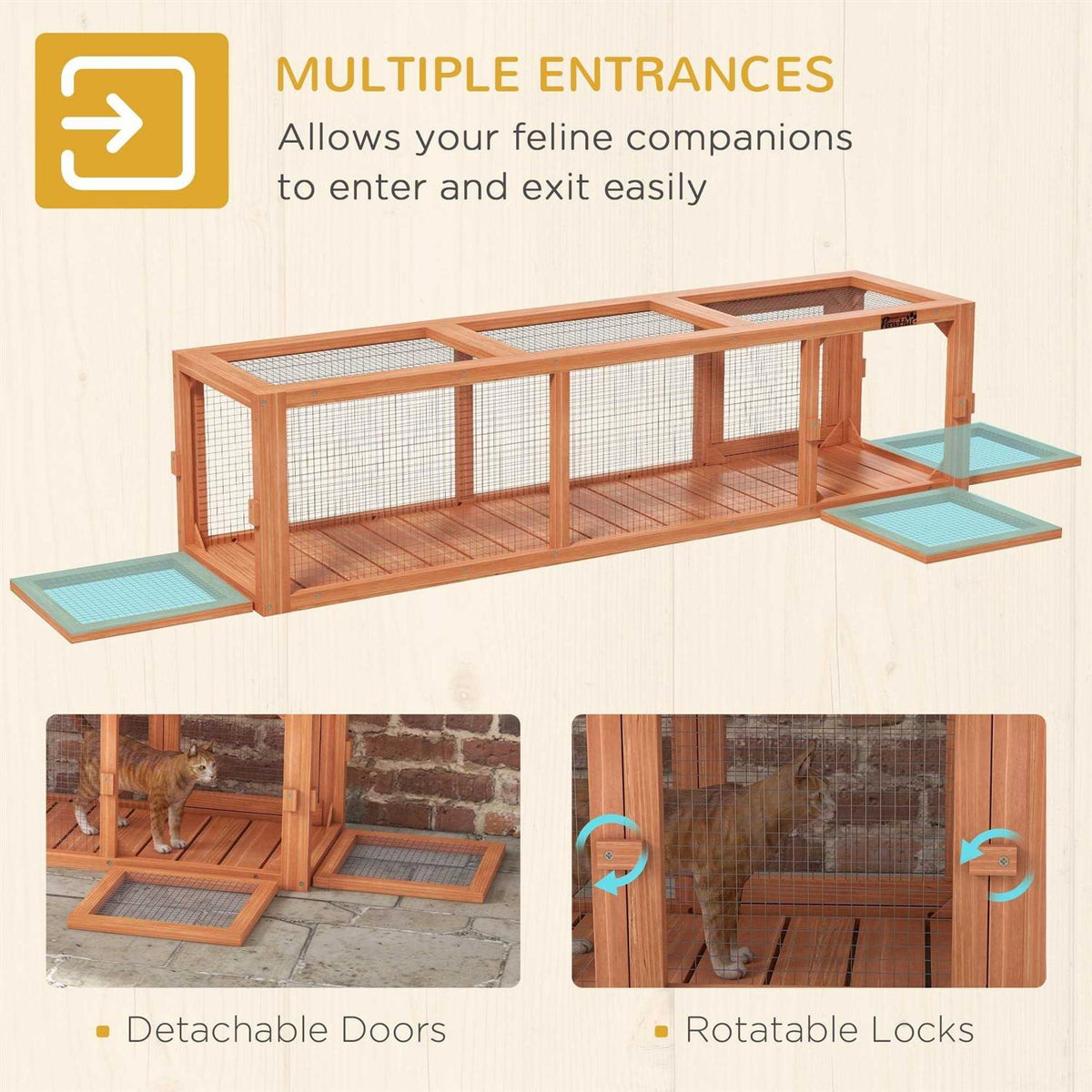 Wooden Outdoor Cat Tunnel with Weather Protection I846679