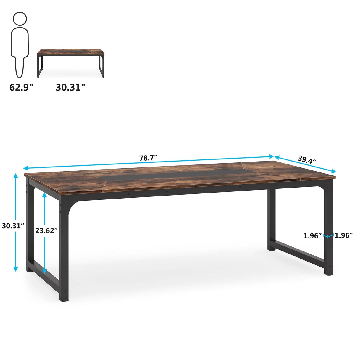 78.7" Rustic Brown Computer Office Desk S18157
