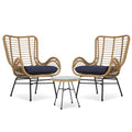 3 Pieces Rattan Outdoor Table and Chairs Set with Cushion D66764
