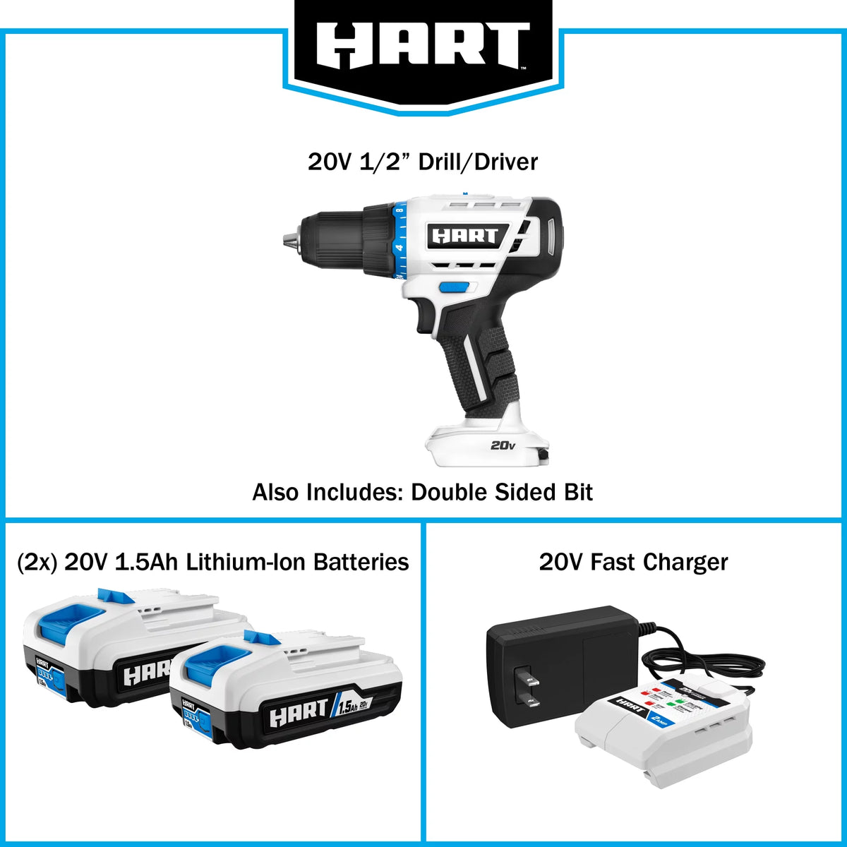 Cordless 1/2-inch Drill/Driver Kit with 2 Batteries G360