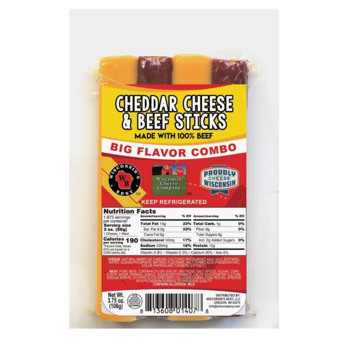 Cheddar Cheese & Beef Sticks, 3.75 oz, 12 ct Y241124