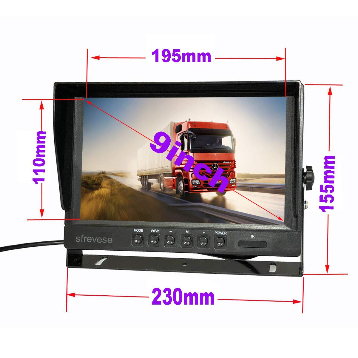 9" 4Pin IPS HD DVR 2CH Split Car Rear View Monitor + 2x AHD 1080P Reversing Backup Camera Waterproof 12V-24V A4852