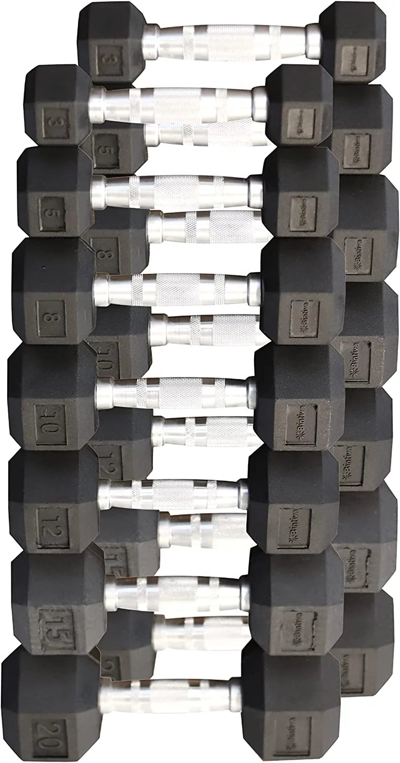 Rubber Coated Hexagon Dumbbells Pairs N39075