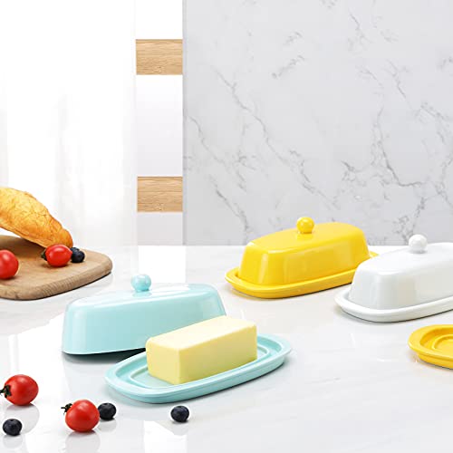 8 Inch White Ceramic Butter Dish with Lid Y20302