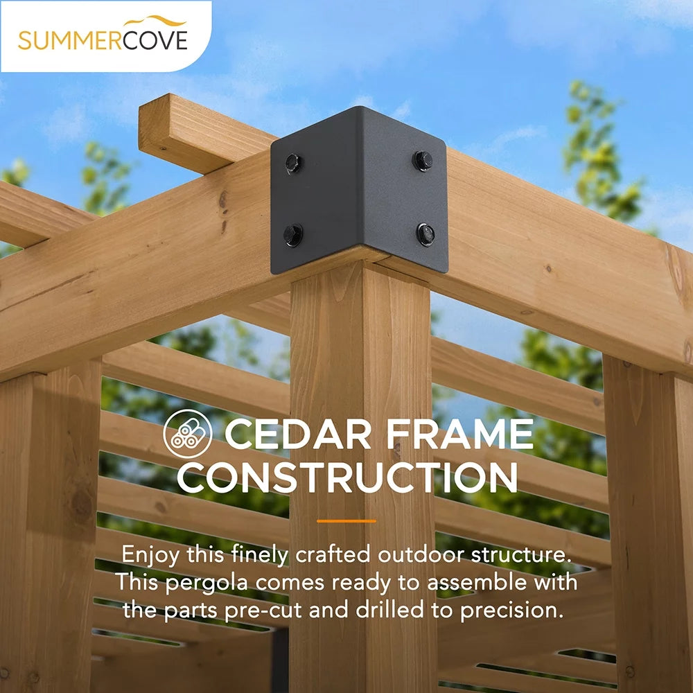 10.5 ft. x 10 ft. Cedar Wood Pergola with Adjustable Hanging Planters Q829597