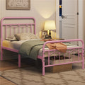 Queen Size Matte Black Metal Platform Bed Frame with Headboard and Footboard N356462