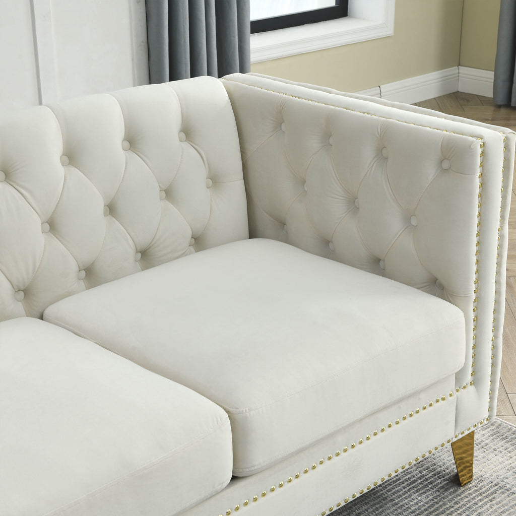 Beige Velvet Sofa M5151