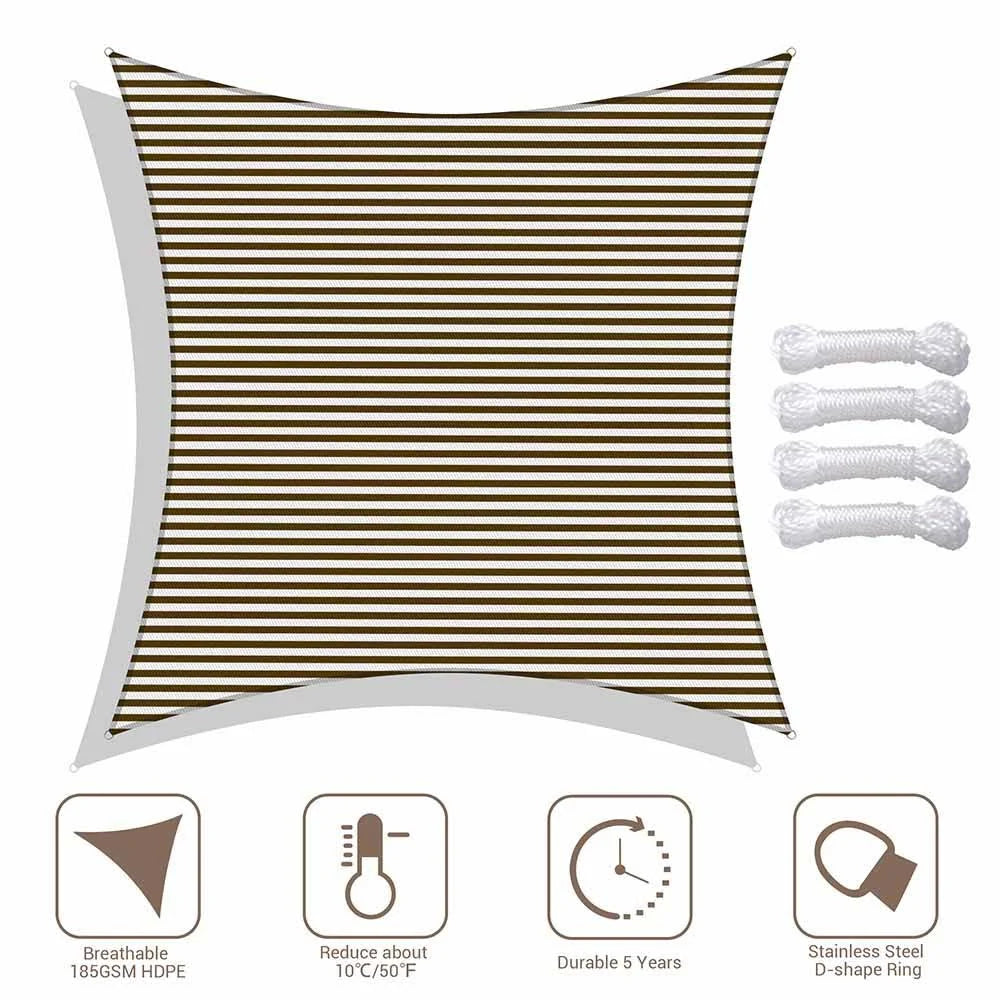 Brown White 20ft Sun Shade Canopy M75952