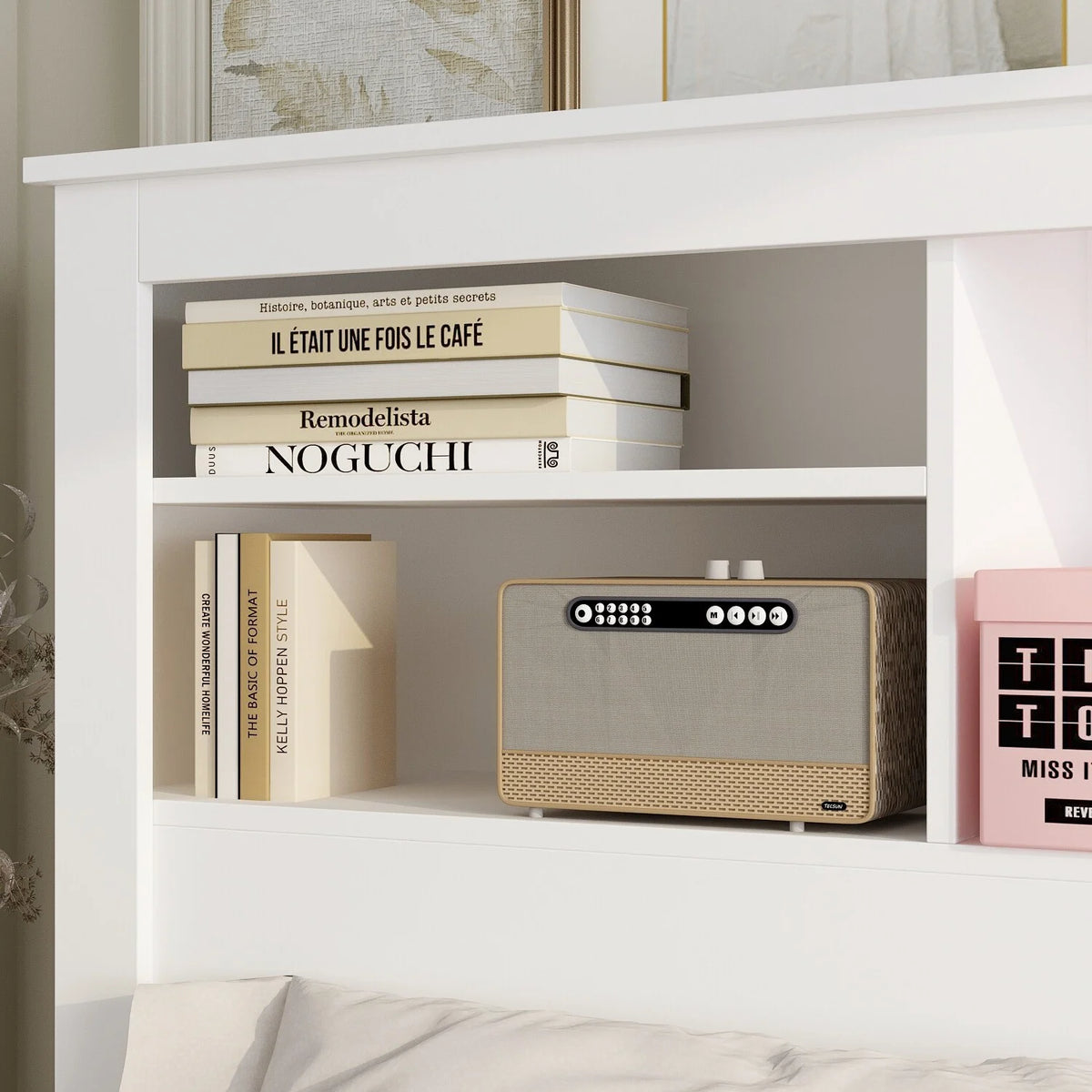 Bookcase Headboard With Light POWER OUTLET V730530