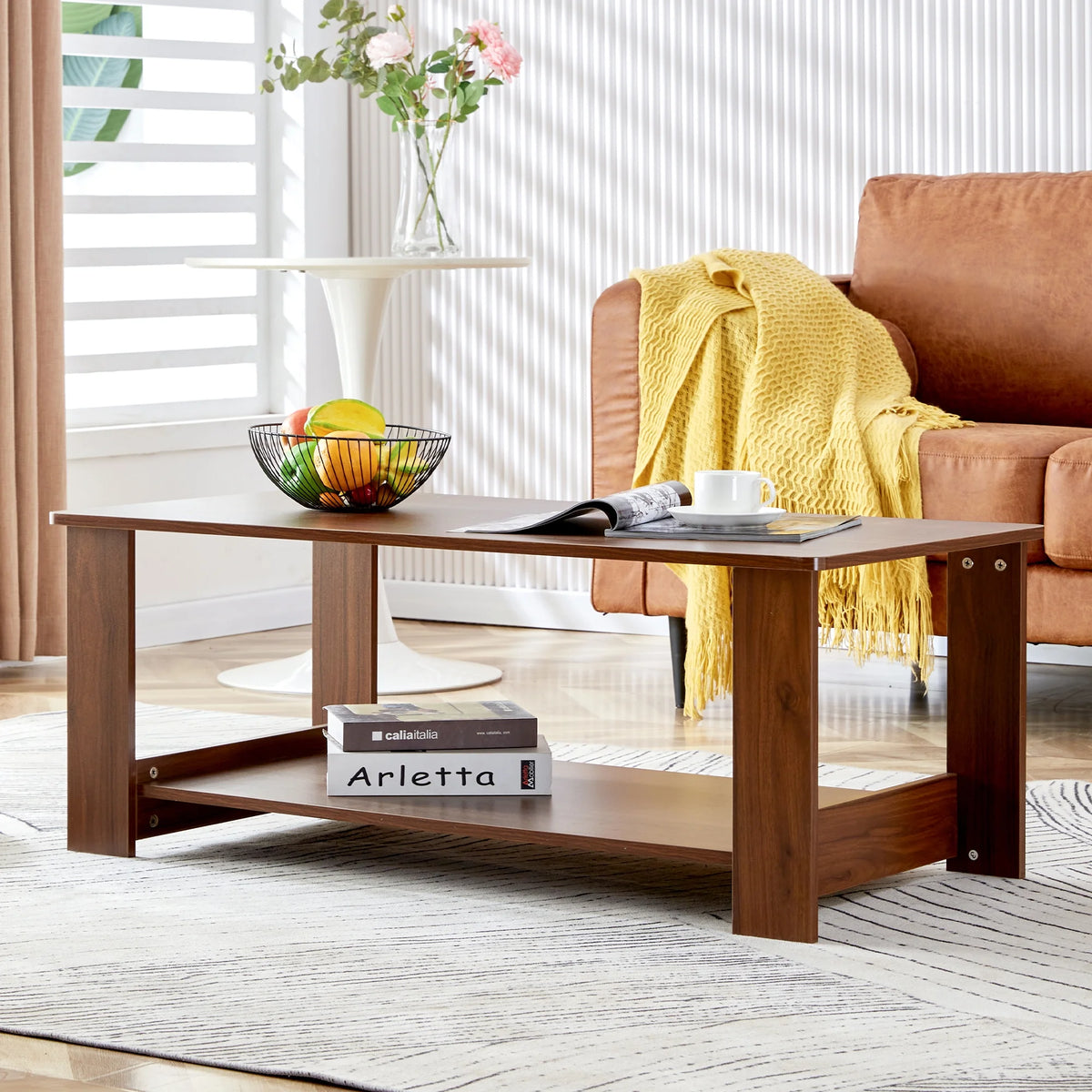 Walnut Textured Lift Top Coffee Table with Storage O75054