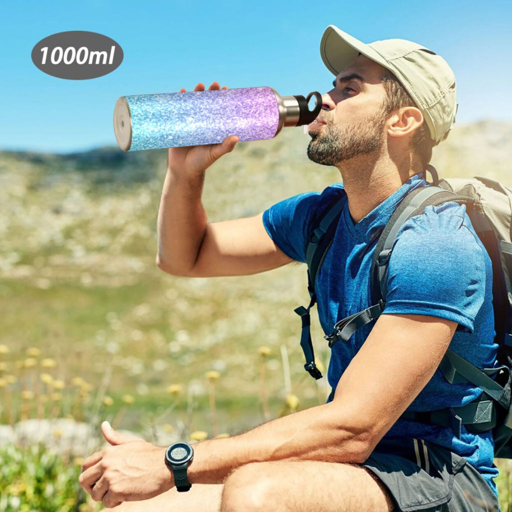 Glitter Gold Purple Green Stainless Steel Vacuum Insulated Water Bottle with Straw Lid 20 OZ R11080