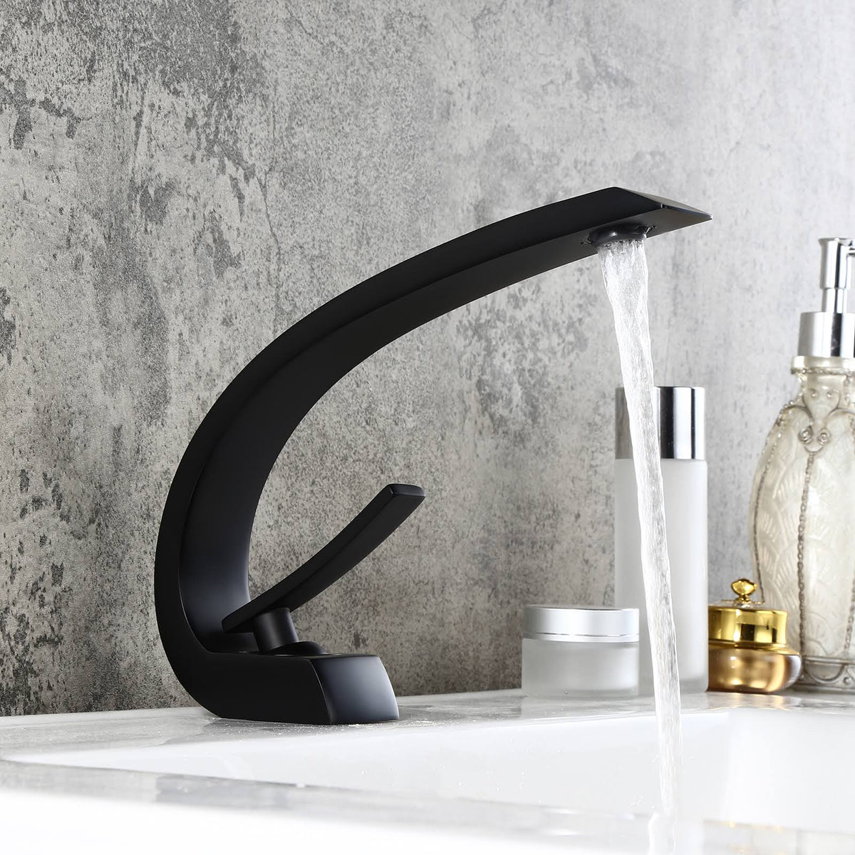 Matte Black 1-Handle Sink Faucet with Pop Up Drain D836