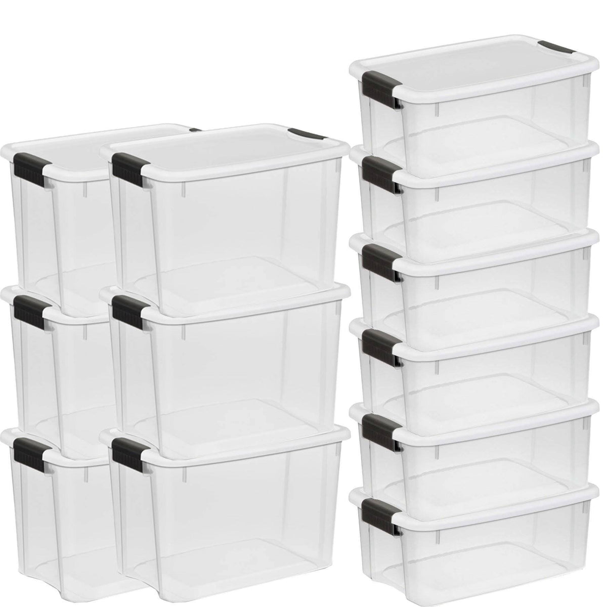 30 qt and 18 qt Clear Plastic Storage Container 12 Pack R28435