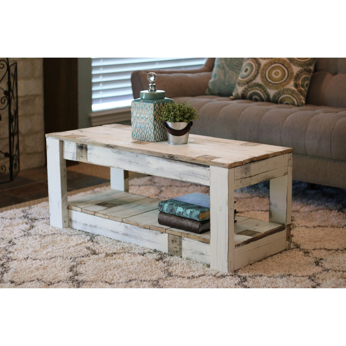 Unfinished Wood Coffee Table with Shelf S210545