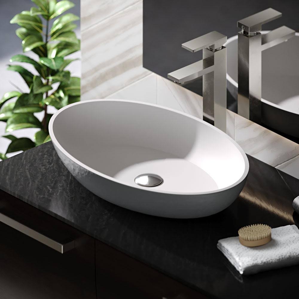 Stone Composite Oval Vessel Sink with Faucet P55923