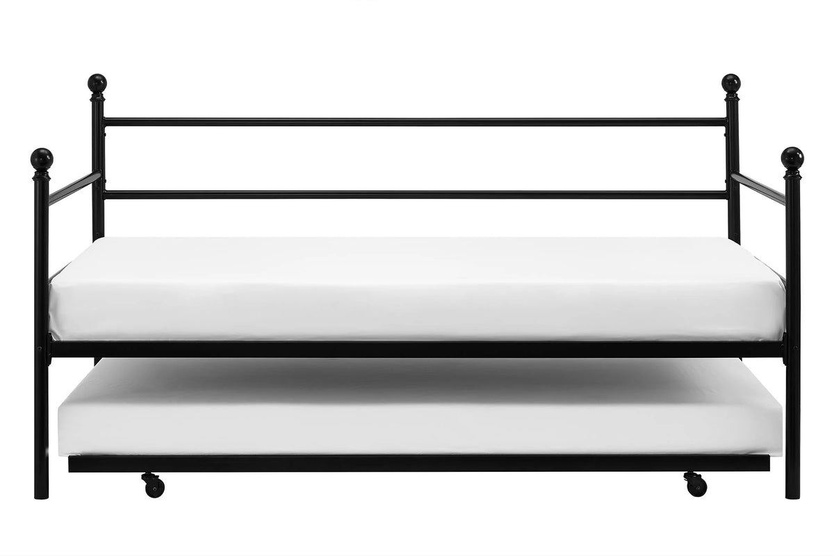Black Metal Daybed with Trundle, Twin Size Z699