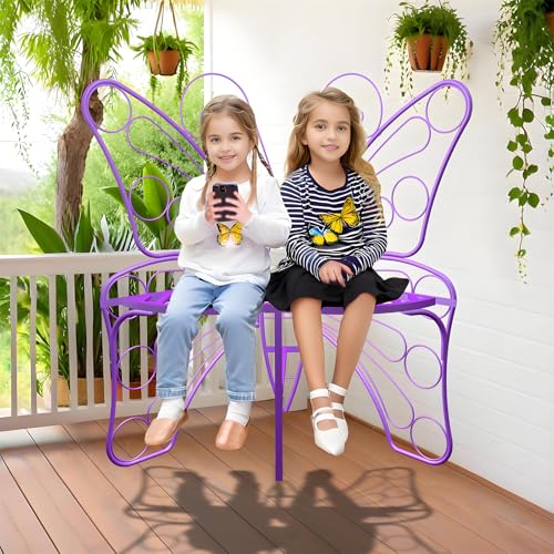 Black Metal Butterfly Outdoor Bench S530017