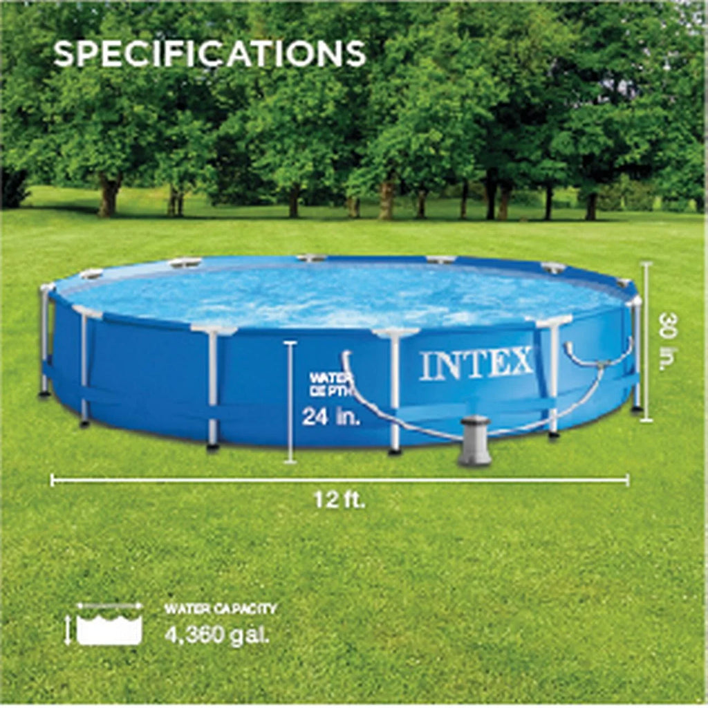 12' x 30'' Metal Frame Above Ground Swimming Pool with Filter Pump Q5921