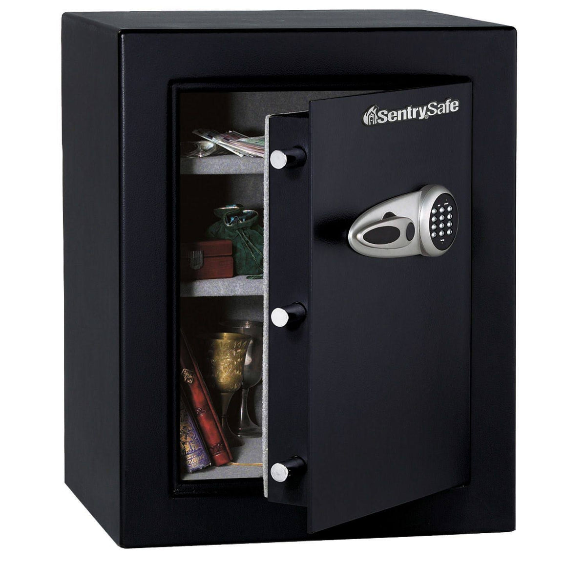 Black Steel Safe with 2 Shelves O637491