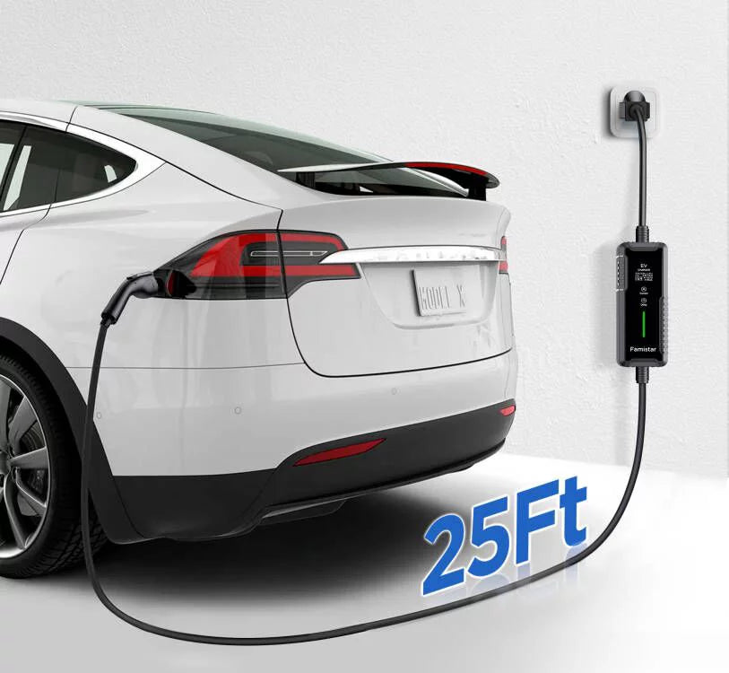 16Amp 110-240V Portable J1772 Electric Car Charger with 25ft Cord R9356