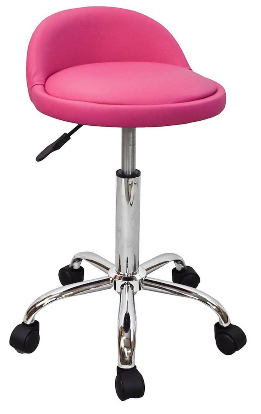 Pink Salon Stool with Back Rest V4614