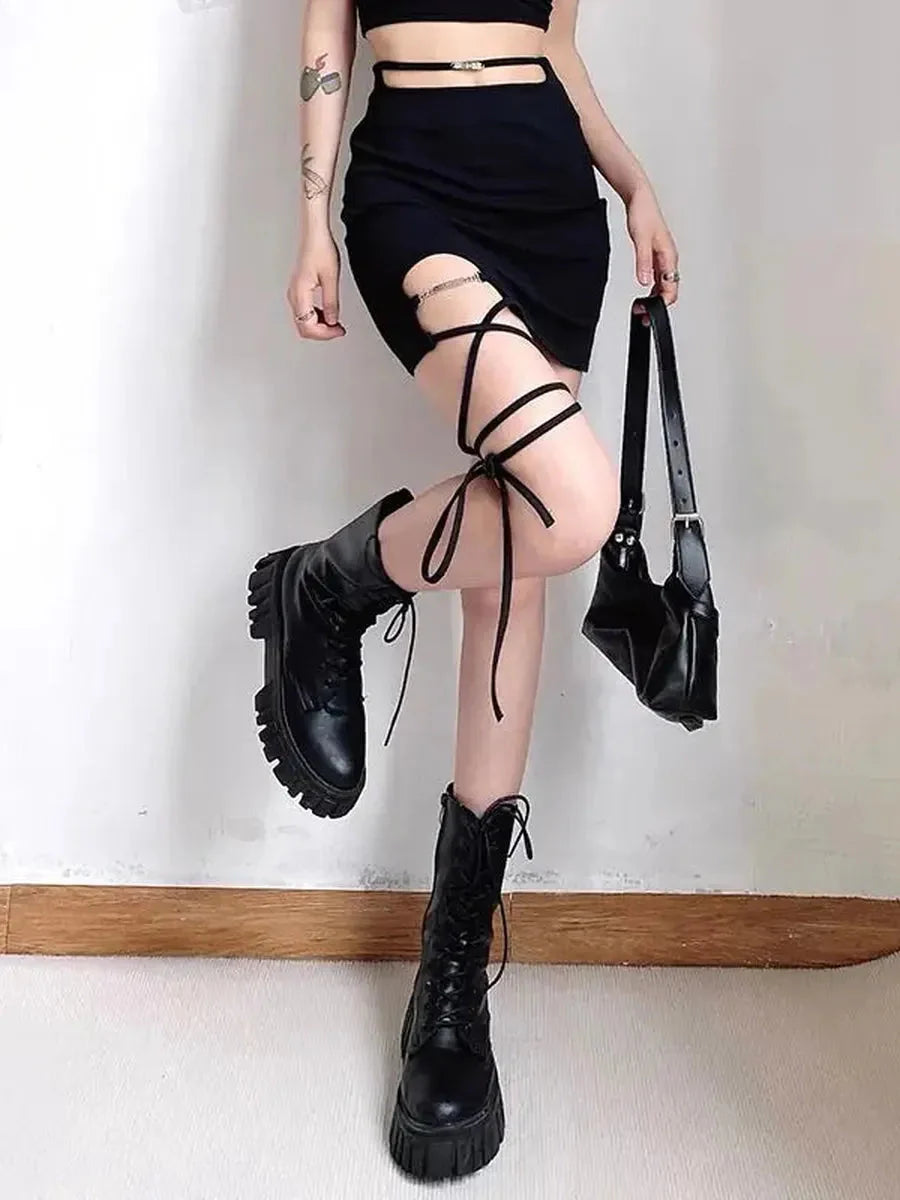 Mini Leg Strap Skirt X8864