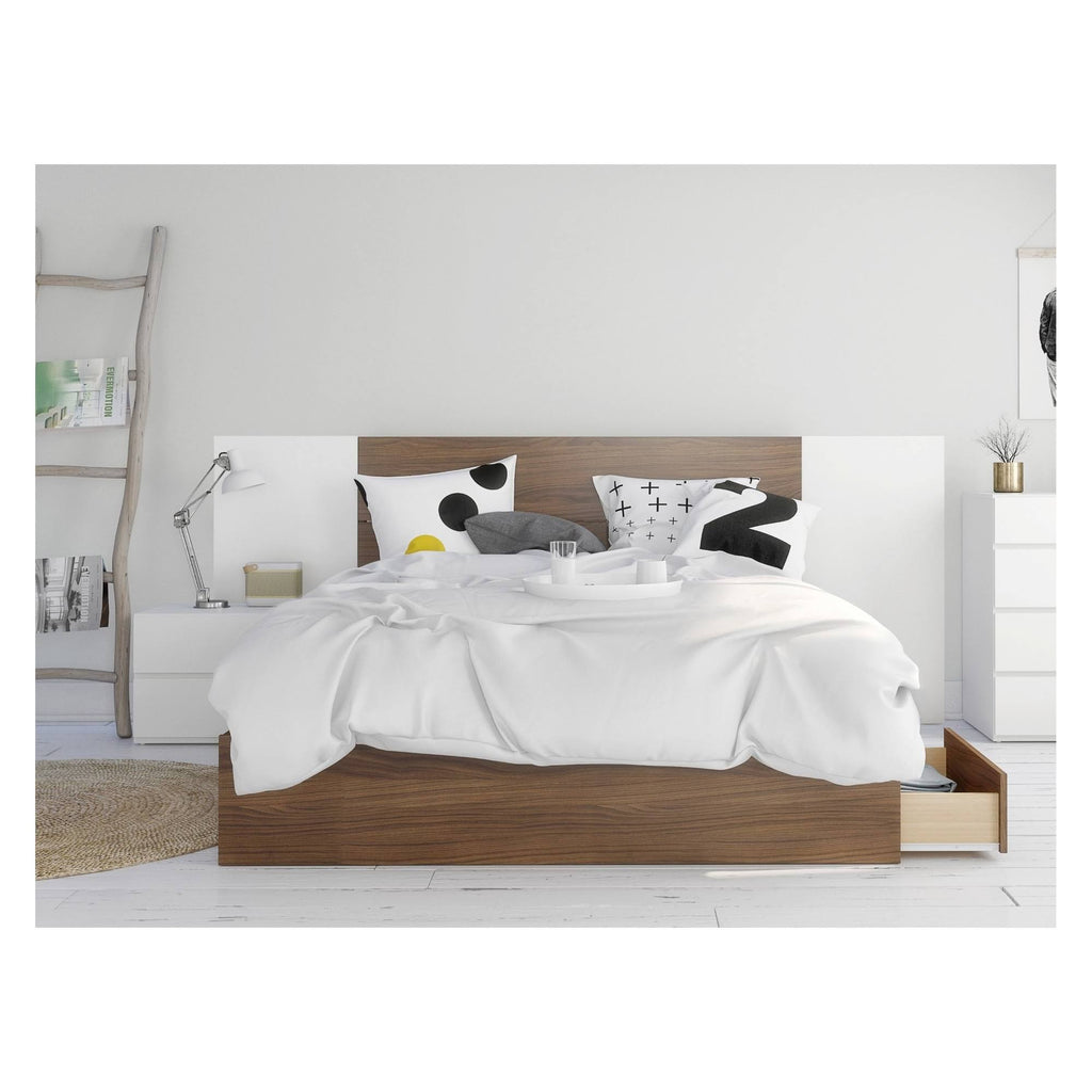 4 Piece Queen Size Bedroom Set Walnut White G3347