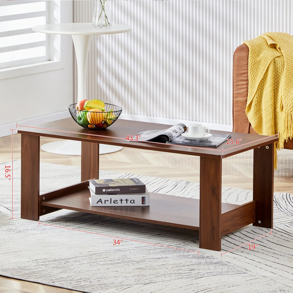 Walnut Textured Lift Top Coffee Table with Storage O75054