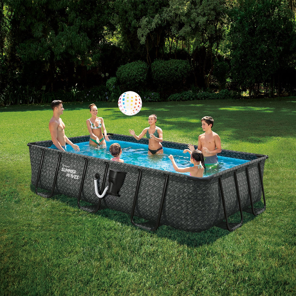 16' Dark Herringbone Rectangular Frame Pool B311