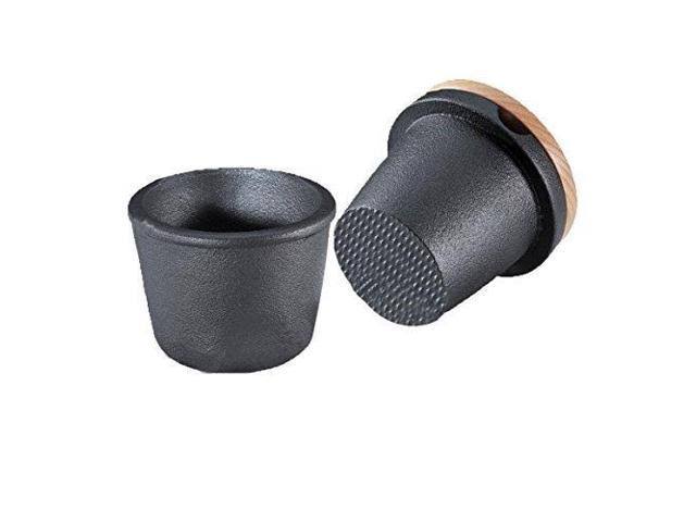 Black Cast Iron Spice Grinding Set with Beech Wood Lid Q4753