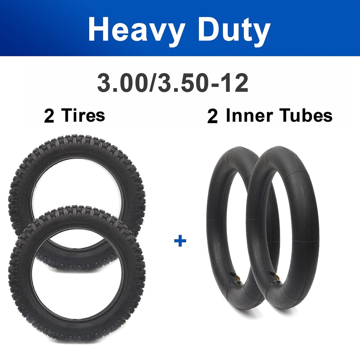 3.00-12 Knobby Motocross Dirt Bike Tire and Tube Set with TR87 Valve Stem L3055