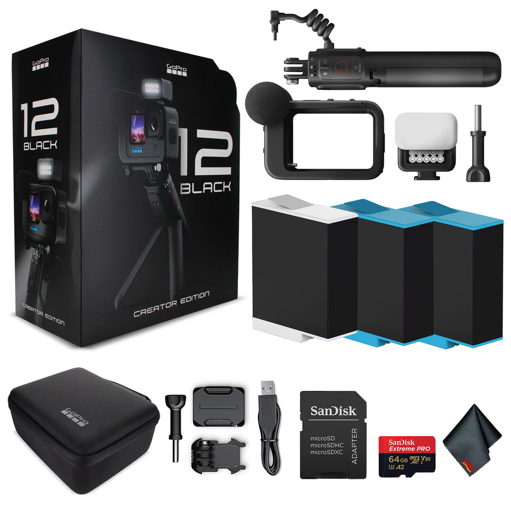 Waterproof Action Camera with Battery Grip, Tripod, Remote, Media Mod, Light Mod, Enduro Battery, 64GB Card and 2 Extra Batteries U189