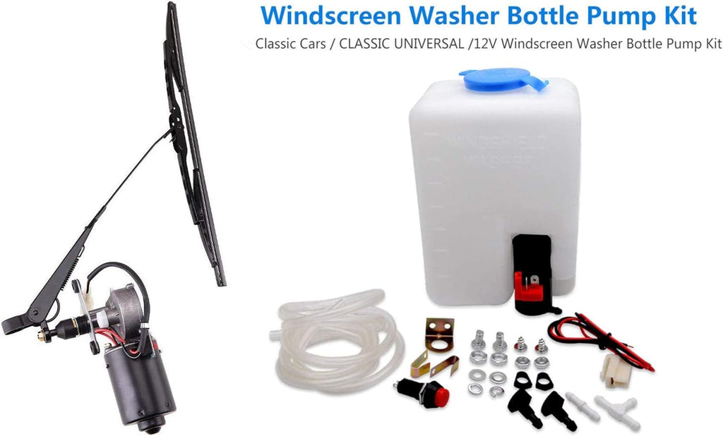 12V Electric Motor UTV Windshield Wiper Kit with Washer Pump Pack of 2 O740652