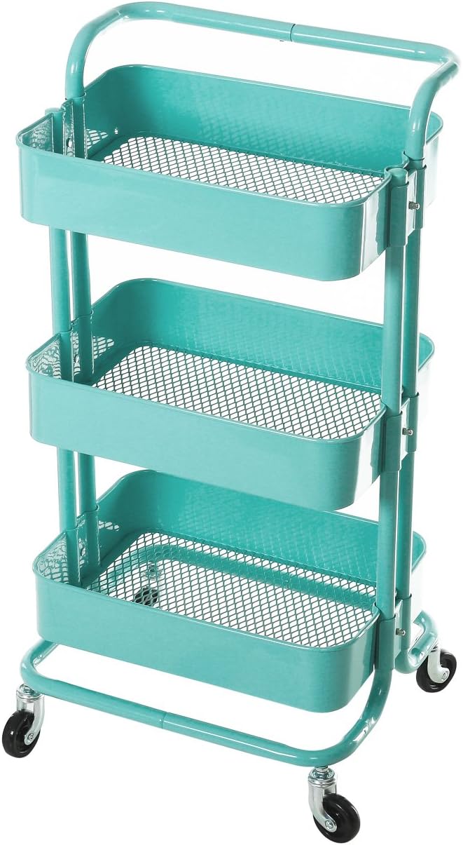 3-Tier Metal Rolling Utility Cart with Handles J70489