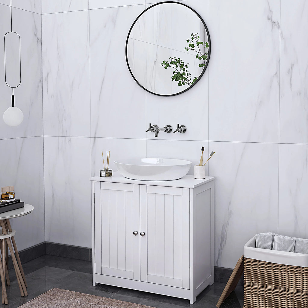 White Under Sink Bathroom Vanity Cabinet with Shelves M314