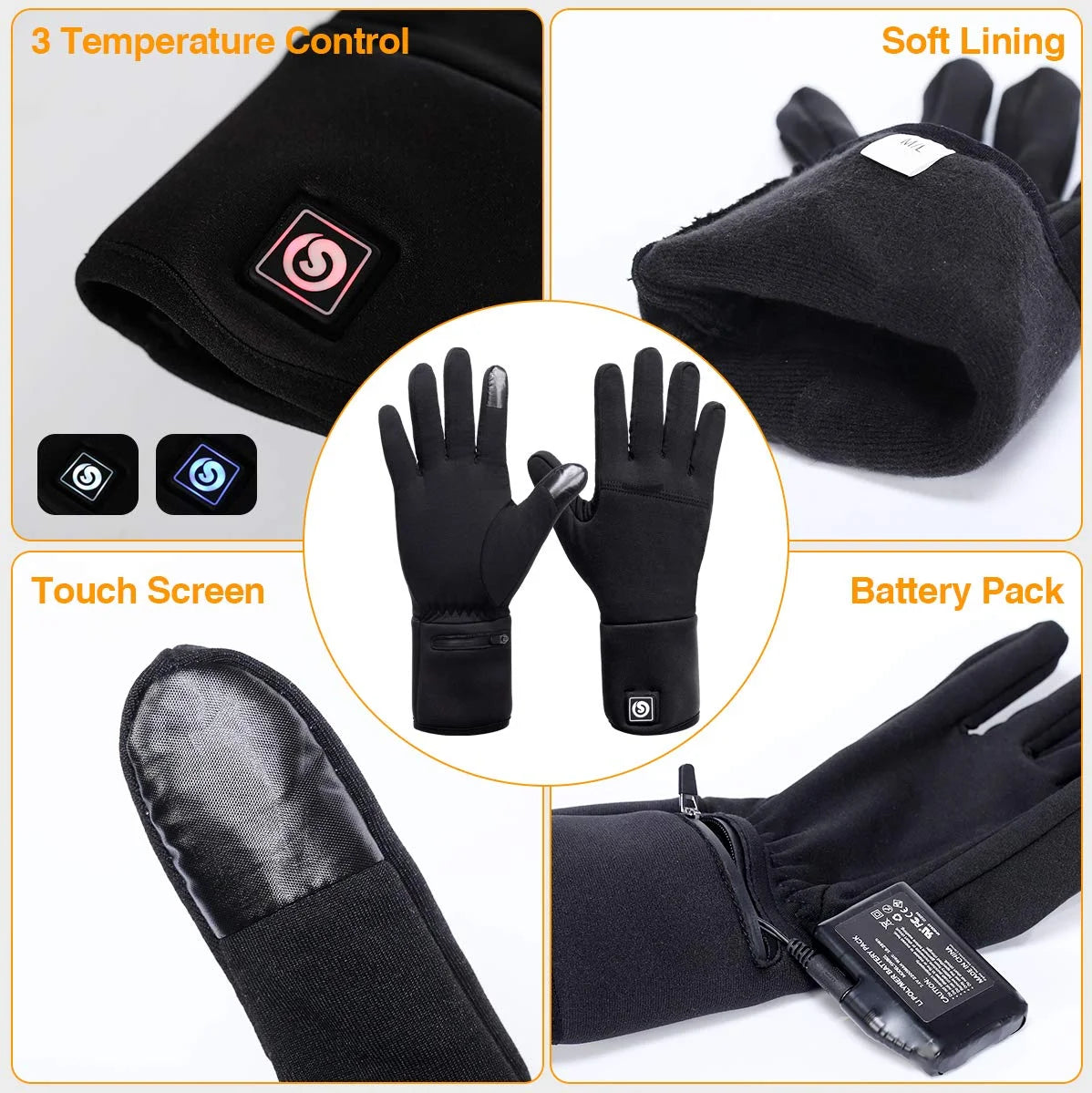 Rechargeable Waterproof Heated Gloves Liners N603
