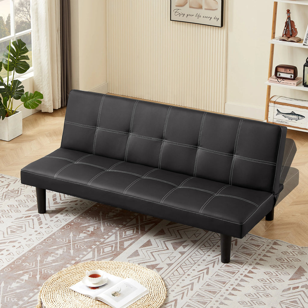 Black PU Convertible Sofa Bed M71558