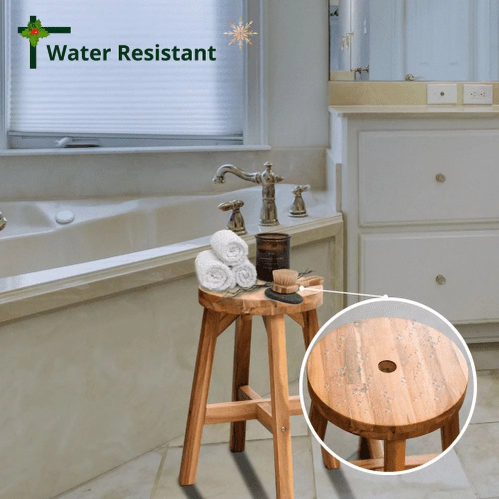 Acacia Wood Stool Round Top Natural Color U3360