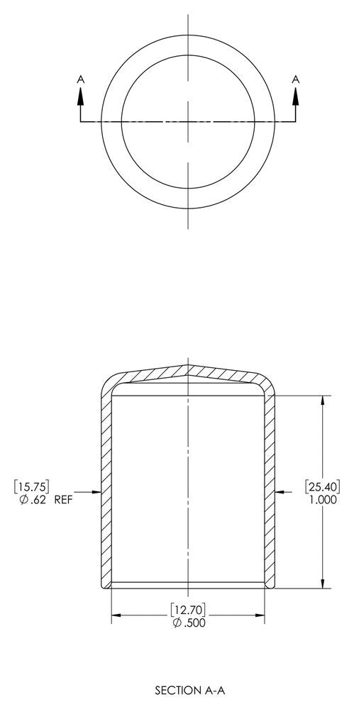 Black Vinyl Plastic Round Cap, Pack of 500 X9399
